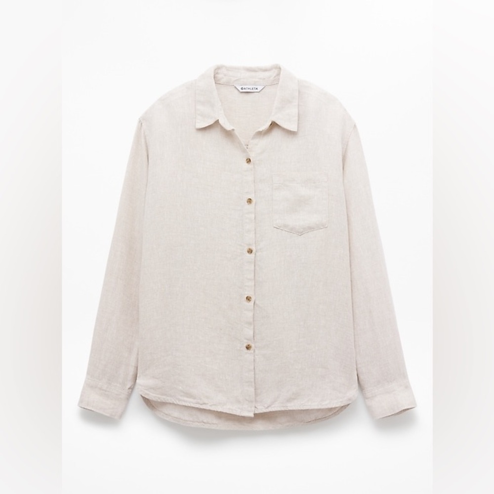 Athleta Retreat Linen Top Size XL in Undyed Color 100% Linen Breathable - Picture 4 of 15